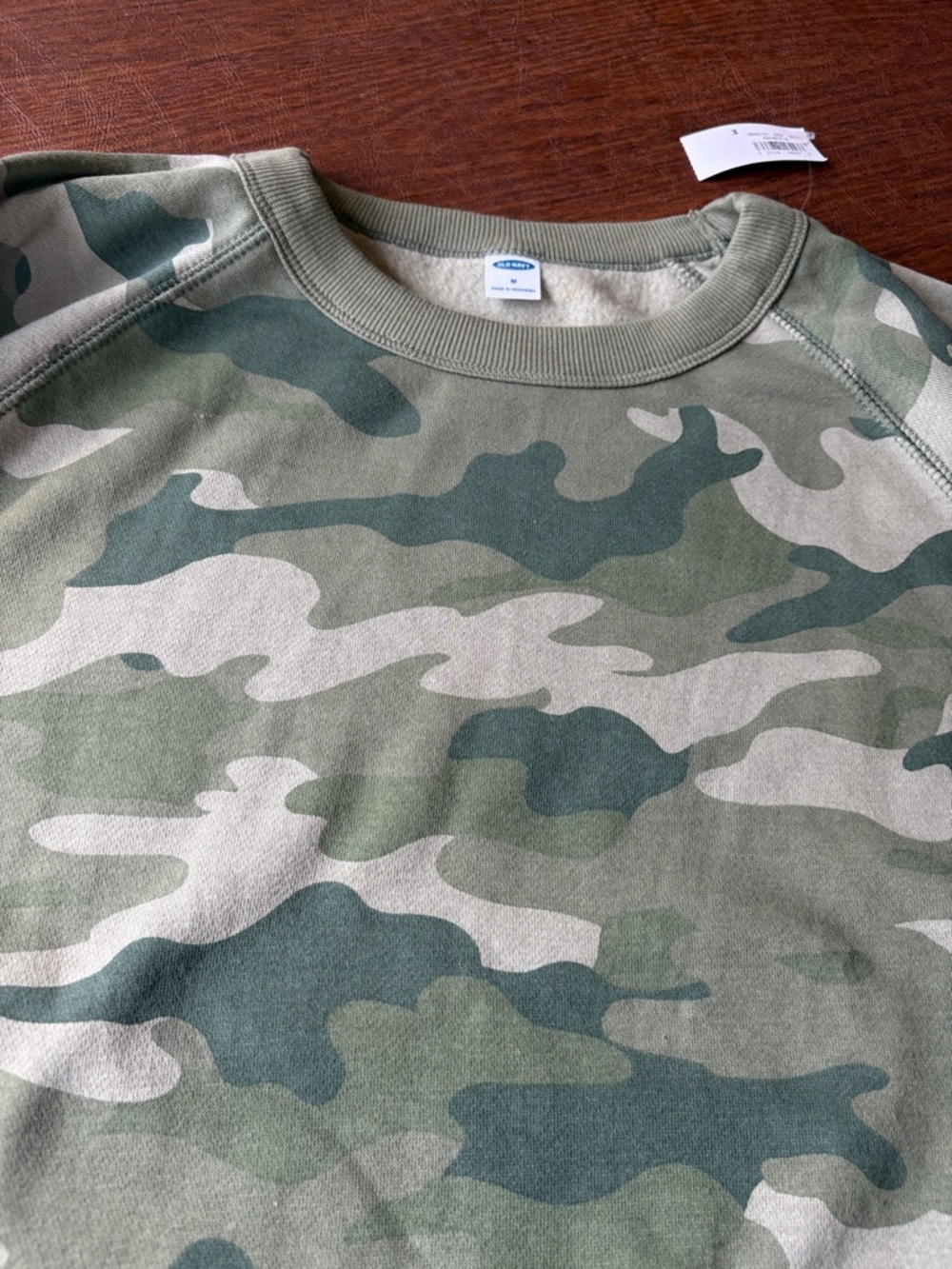 Old Navy Olive & Sage Camo Crewneck Sweater